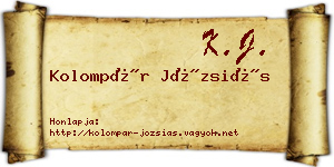 Kolompár Józsiás névjegykártya